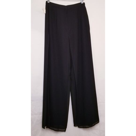 NWOT's-J R Nites/Caliendo Black Sheer Wide Leg Chiffon Pants Sheer Overlay Sz 8 - Picture 3 of 9